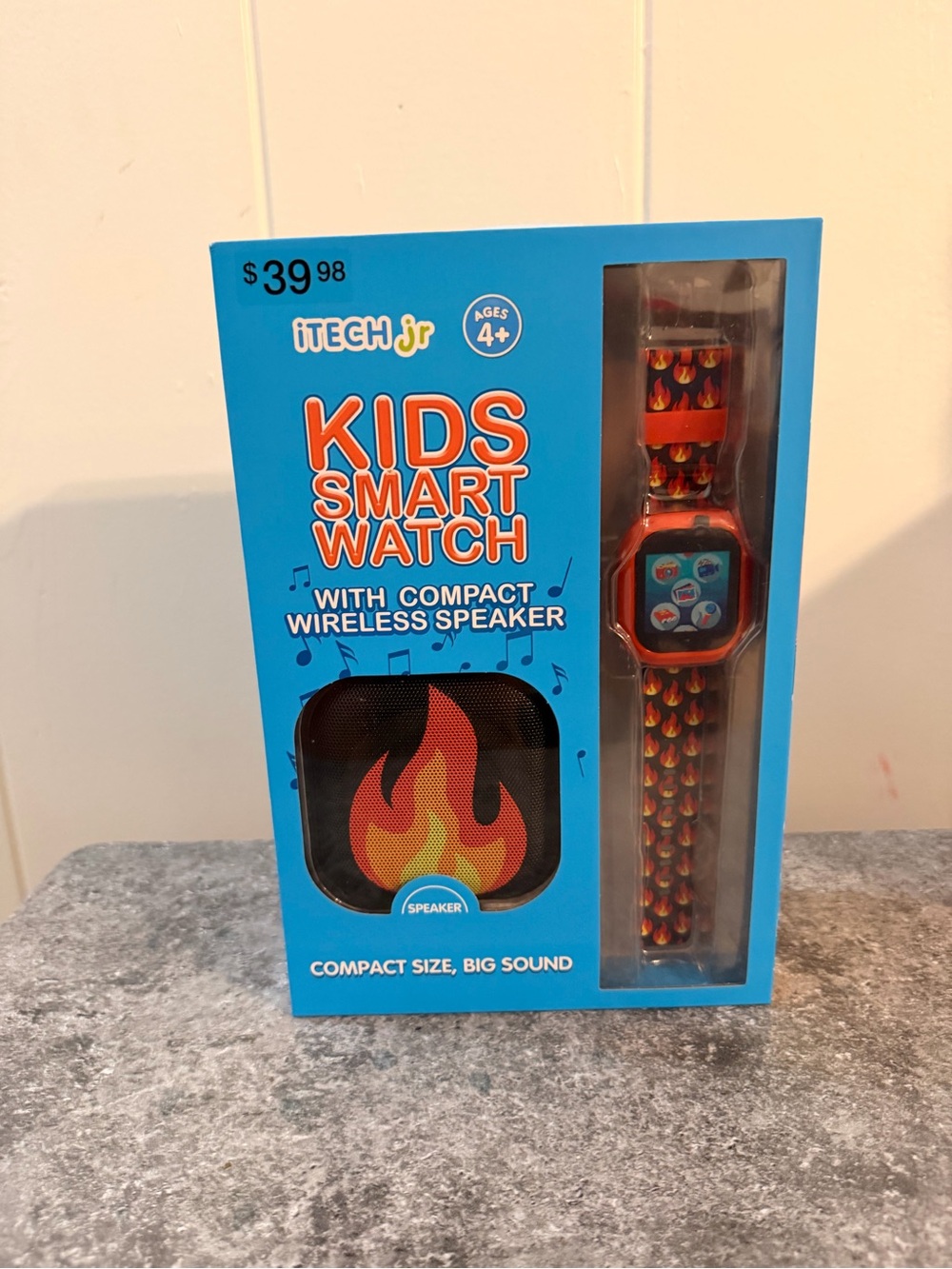 Kids Smart Watch with Compact Wireless Speaker - Flame Red/Orange